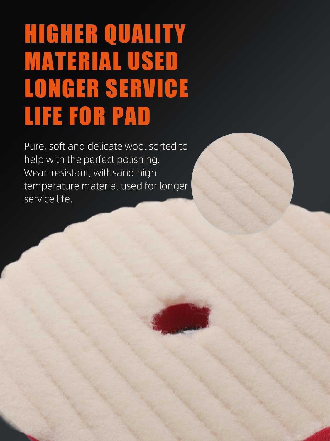 SPTA 1Pc 6Inch 150mm T140 Short-Nap Striped Heavy-Cut Wool Pad, Remove 1200#/1500# Sanding Disc Marks, Deep Scratches, Orange Peel and Heavy Oxidation for Automotive, Car, RV, Motorbike & Boat -WP610
