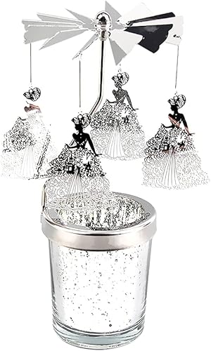 Portavelas giratorio, portavelas Flying Angels, diseño romántico de metal plateado, adorno para boda, fiesta, cena, festival, decoración del hogar,