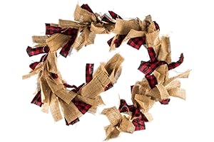 H&L Burlap and Buffalo Check Black & Red Plaid Christmas Tree Garland