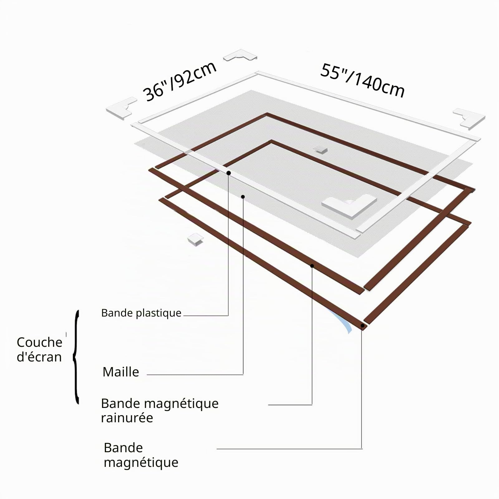 NeatiEase Moustiquaire DIY pour fenêtre magnétique, max. 100 x 120 cm, cadre magnétique pour moustiquaire, fenêtre, moustiquaire, lavable, blanc, pas besoin de poinçonnage, ignifugé et étanche