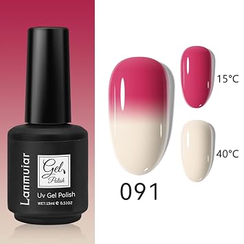 Color Changing Gel Nail Polish, Glitter Gel Nail Polish Temperature Colors Change Gradient Chameleon Holographic Soak Off Nail Art Design for DIY Nail Art Manicure Salon Gifts for Women Girls (091)
