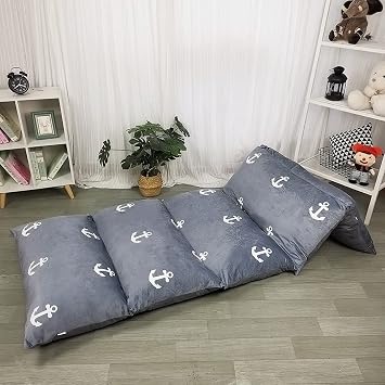 ICOPUCA Floor Lounger Pillow Casing for Boy Girl, Soft Minky Plush, Anchor Print, Cover/Sleeve/Casing Only! Perfect for Reading and Watching TV Cushion - Excellent for Sleepovers, King Size