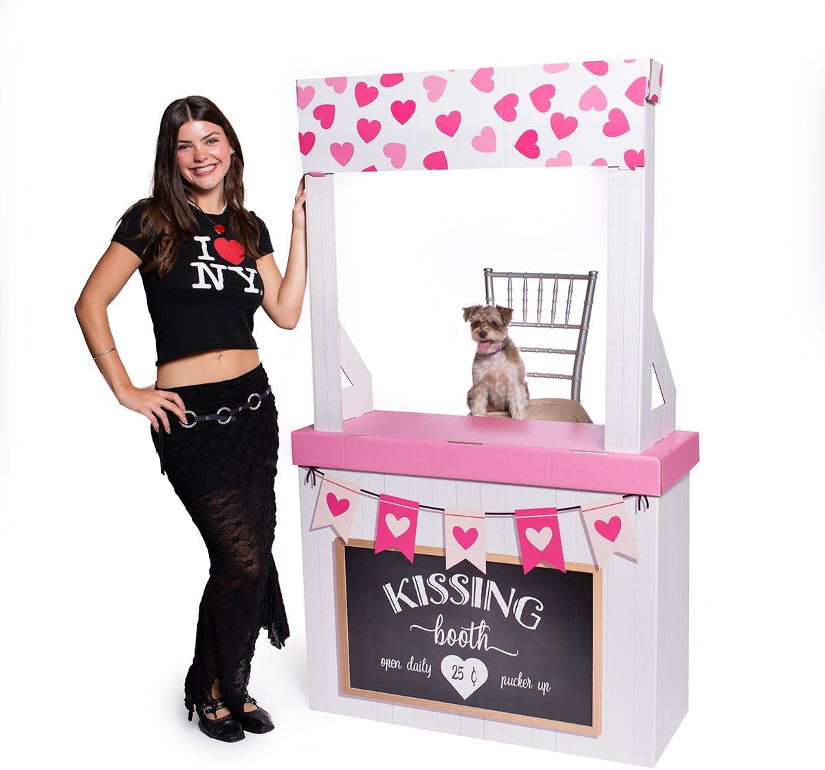 Anderson’s Chalkboard Kissing Booth, Life Size Cardboard Photo Prop for Weddings, Birthdays, and Valentine’s Day