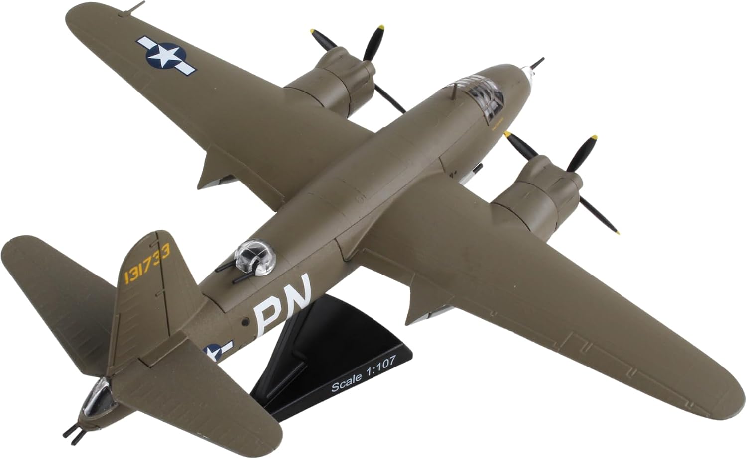 Postage Stamp Daron B-26 Marauder Flak Bait 1/107 Scale Die-Cast Collectible Model Airplane with Display Stand – WWII Bomber Replica for Ages 14+