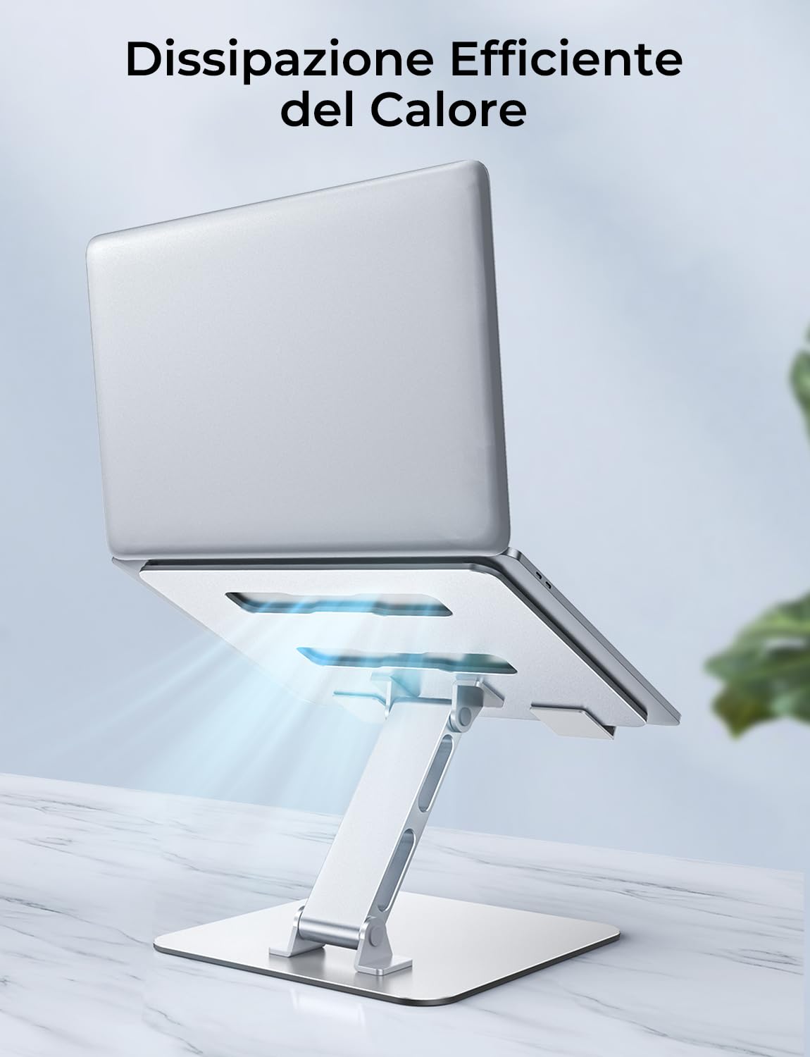 CIRYCASE Supporto PC Portatile Ergonomico, Altezza Regolabile Laptop Stand Alluminio Pieghevole, Raffreddamento Rialzo PC Scrivania Compatibile con MacBook Pro/Air, Cassetti Tastiera Laptop da 10-16"