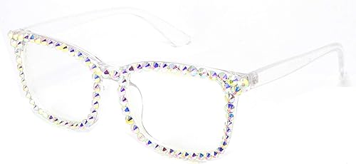 Miniatura 1 de FUPRECIOUS Gafas de lectura cuadradas con diamantes de imitación para mujer, con bloqueo de luz azul