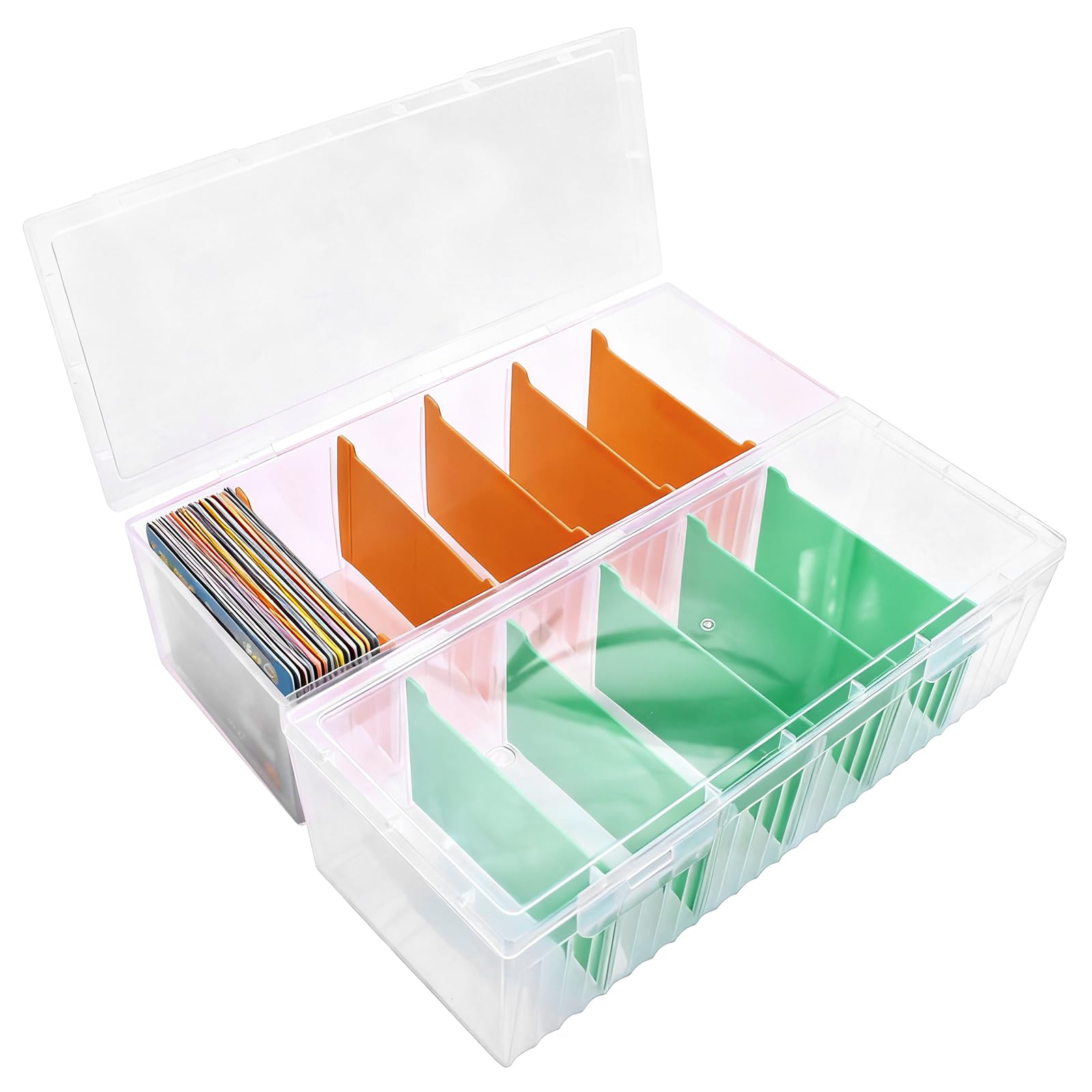 Boîte à Fiches A8 avec Séparateurs Amovibles, 23,5 x 9,5 x 6,8 cm, Pour 1200 Cartes