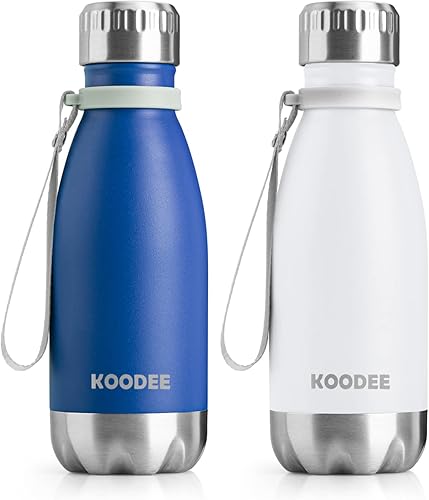 koodee Botella de agua pequeña para niños, 9 onzas, acero inoxidable, doble pared, aislada al vacío, botella de agua para la vuelta a la escuela,