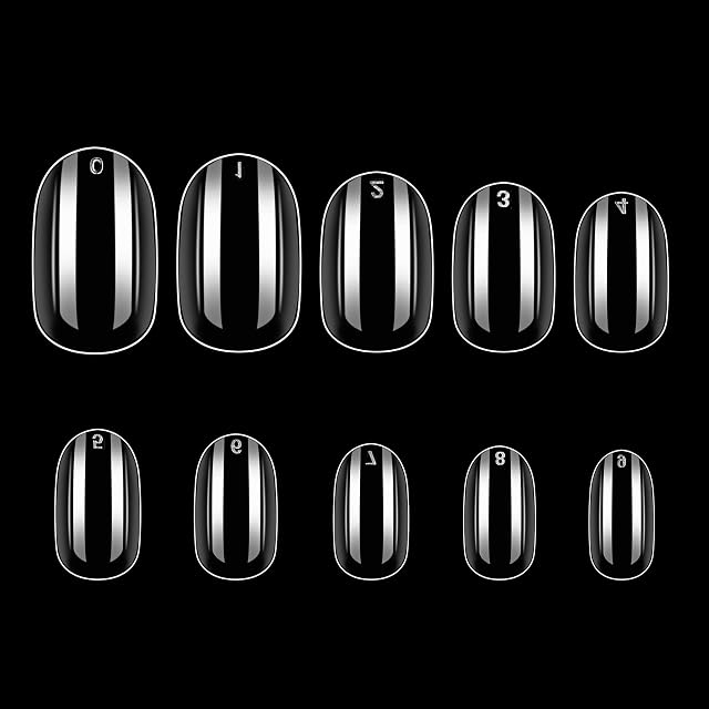 Makartt 500pcs Short Oval Nails Tip Press on Nails Full Cover Natural False Nails Acrylic Nails 10 Sizes For Nail Salons and DIY Nail Salon (Transparent)