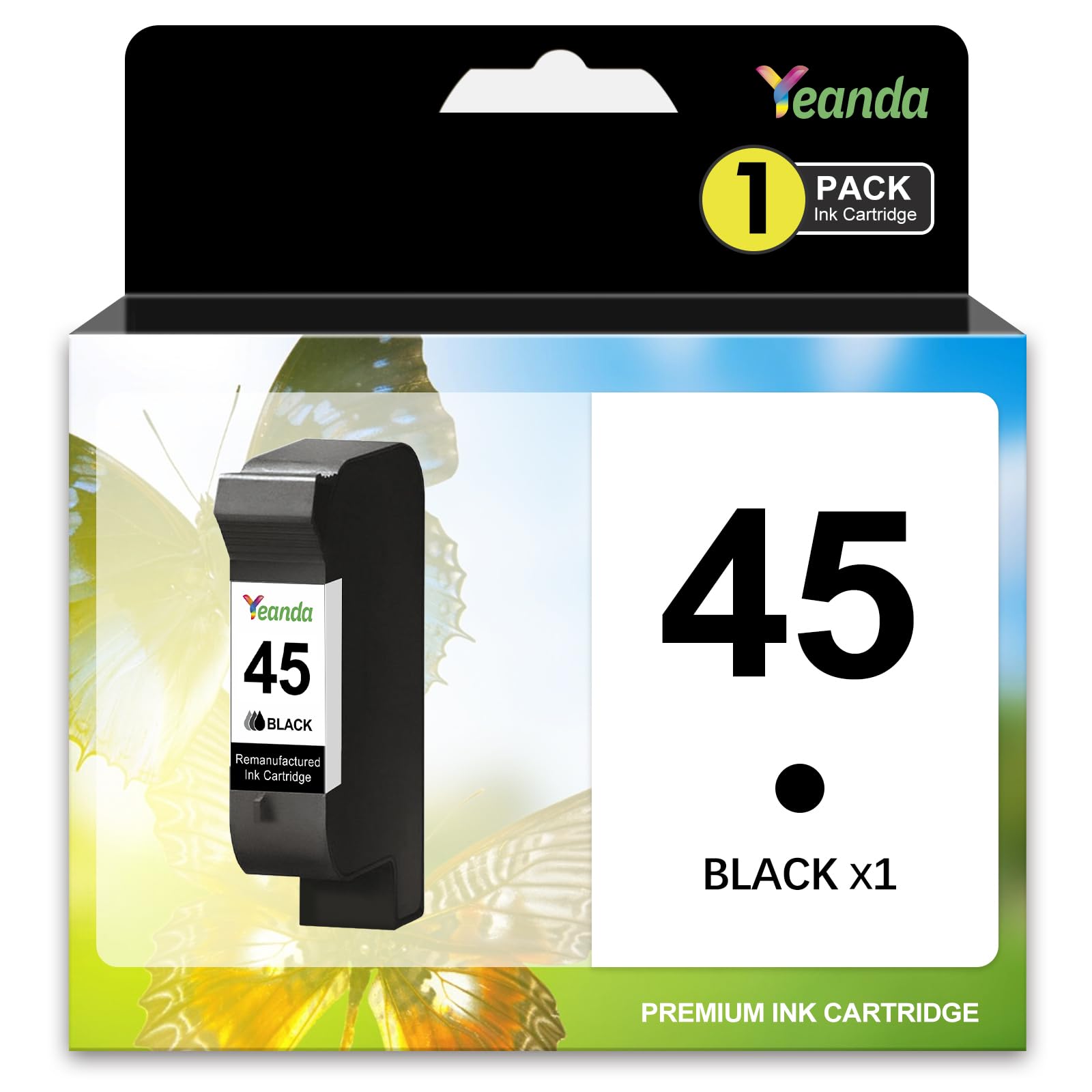 Printer Ink 45 Black Replacement for HP 45 Ink Cartridge Black 51645 51645A for Deskjet 820Cse 830 850 870 890 930 950 PhotoSmart 1000 1115 1215 Color Copier 180 Fax 1220 Printer (1 Pack)