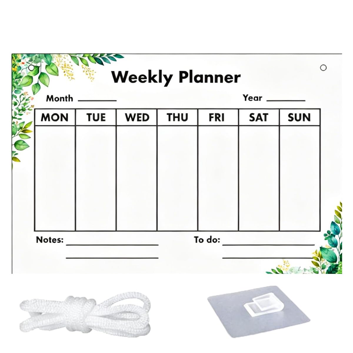 Weekly Planner Whiteboard for Wall, Acrylic Meal Planner Book Hang on the Wall or Refrigerator, Erasable Suitable for Daily Planning, 30 × 20 cm