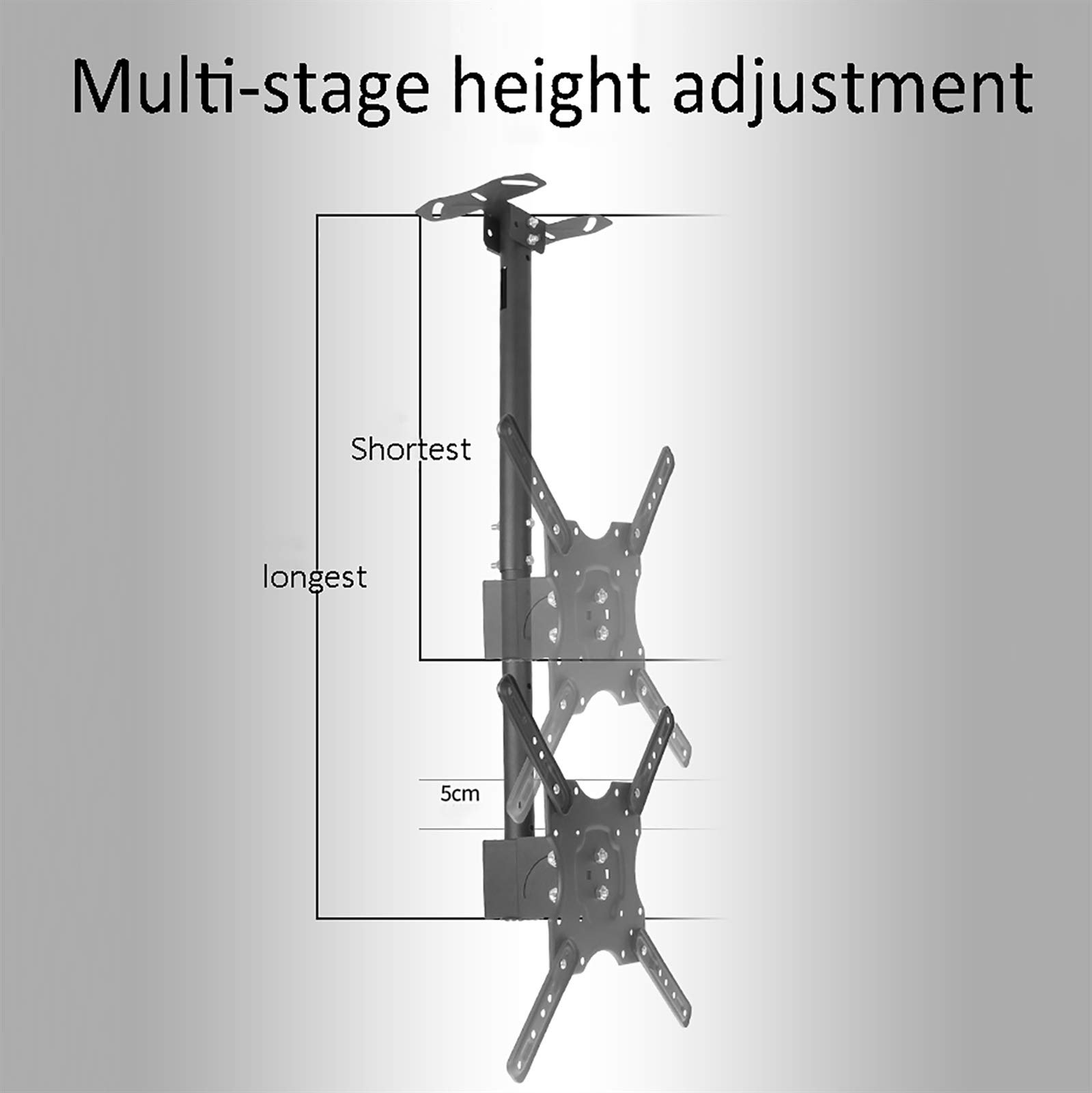 Supporto TV, Supporto TV A Parete Extra Lungo per Soffitto, Distanza Fori di Supporto Entro 400 * 400 Mm, per Schermi LCD da 32 A 55 Pollici, Due Metodi di Installazione