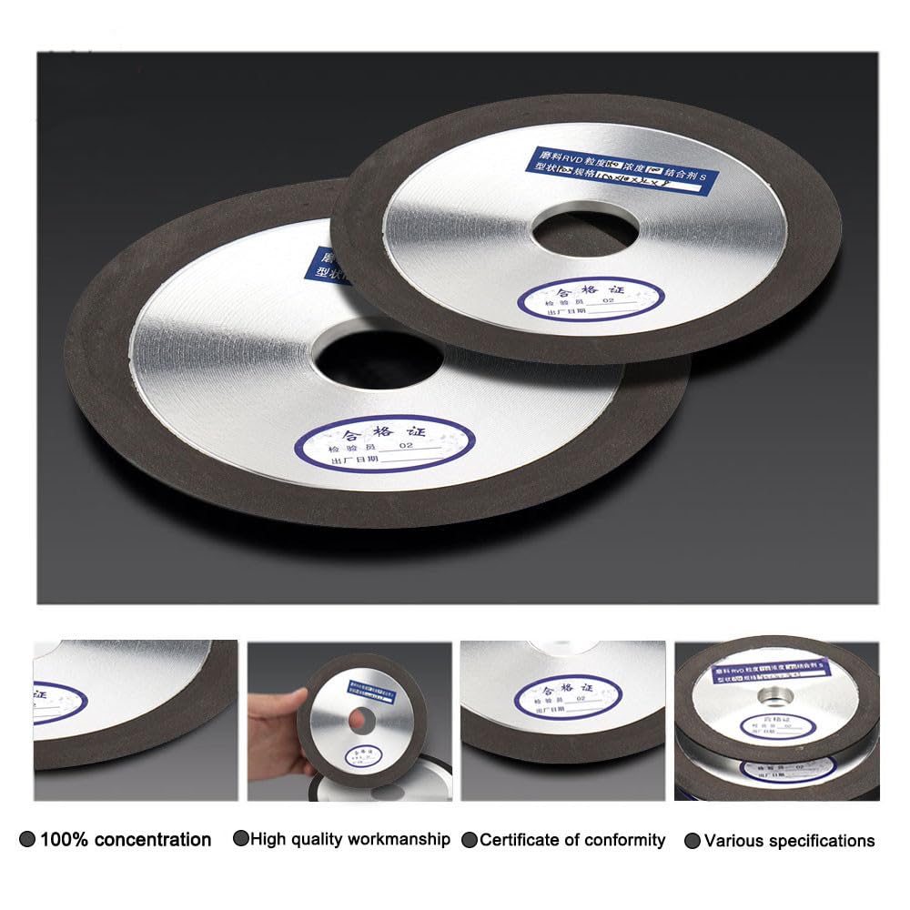 1 pz Mola abrasiva diamantata 100mm/125mm/150mm Disco per smerigliatrice circolare in sabbia nera per utensili per affilatura di fresatura in acciaio al tungsteno, 150x32x10x8mm, 320