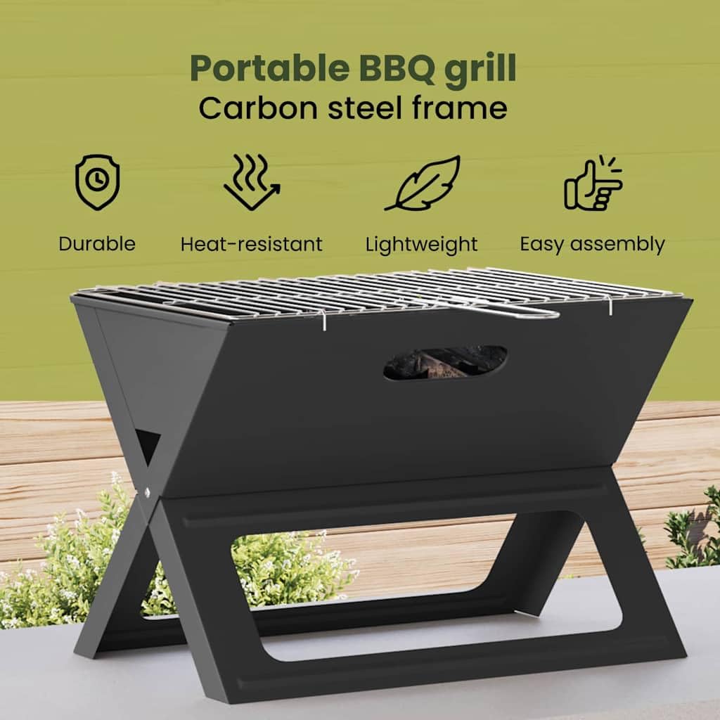 vidaXL Grill na świeżym powietrzu 46 x 31 x 31 cm Stal Czarny