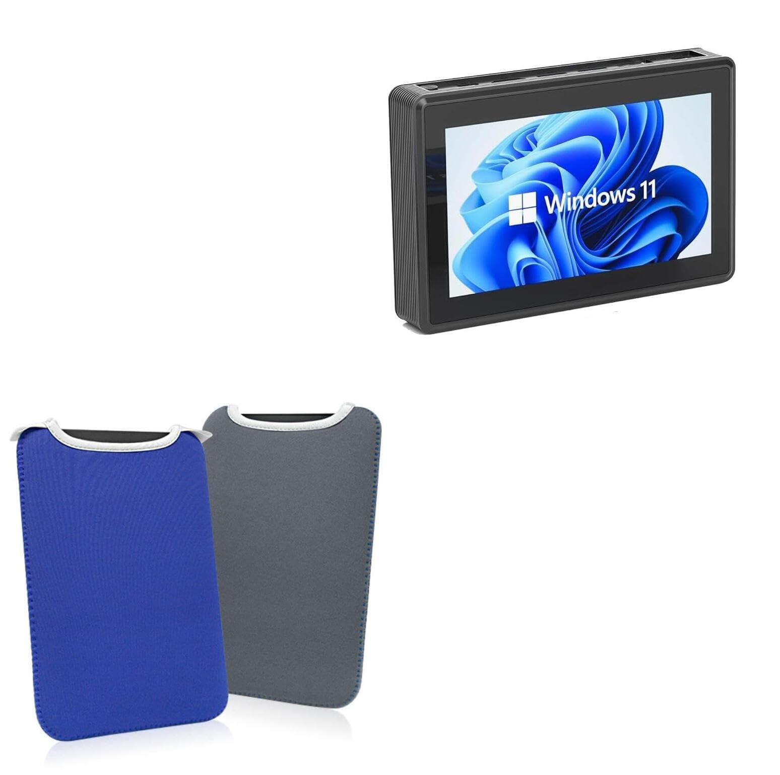 BoxWave Case Compatible with HEIGAOLA Mini PC Windows 11 PRO Intel N5095 (5.5 in) - SlipSuit, Soft Slim Neoprene Pouch Protective Case Cover - Super Blue/Charcoal Grey (Reversible)