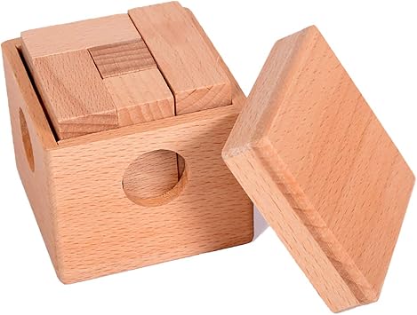 3D Wooden Brain Teaser Cube Puzzle Wooden Puzzles Cube Gift Desk Puzzles Geometric Intellectual Jigsaw Logic Puzzle Educational Games Toy for Children and Adults by AHYUAN