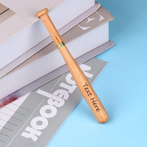 Vista 3 de Bolígrafo de bate de béisbol de madera con nombre grabado, bolígrafos personalizados (personalizado)