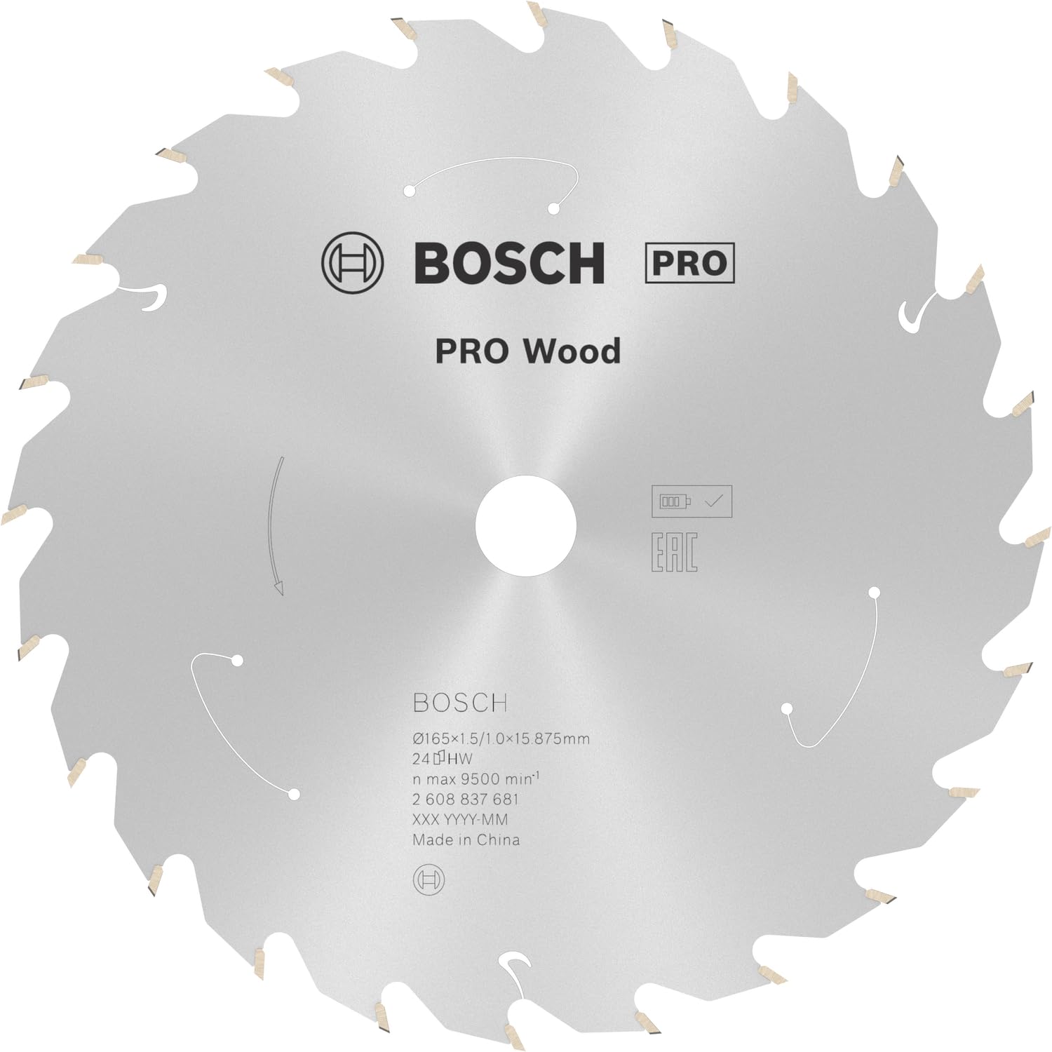 Bosch PRO Cordless Wood Cutting Circular Saw Blade 165mm 24T 15.875mm