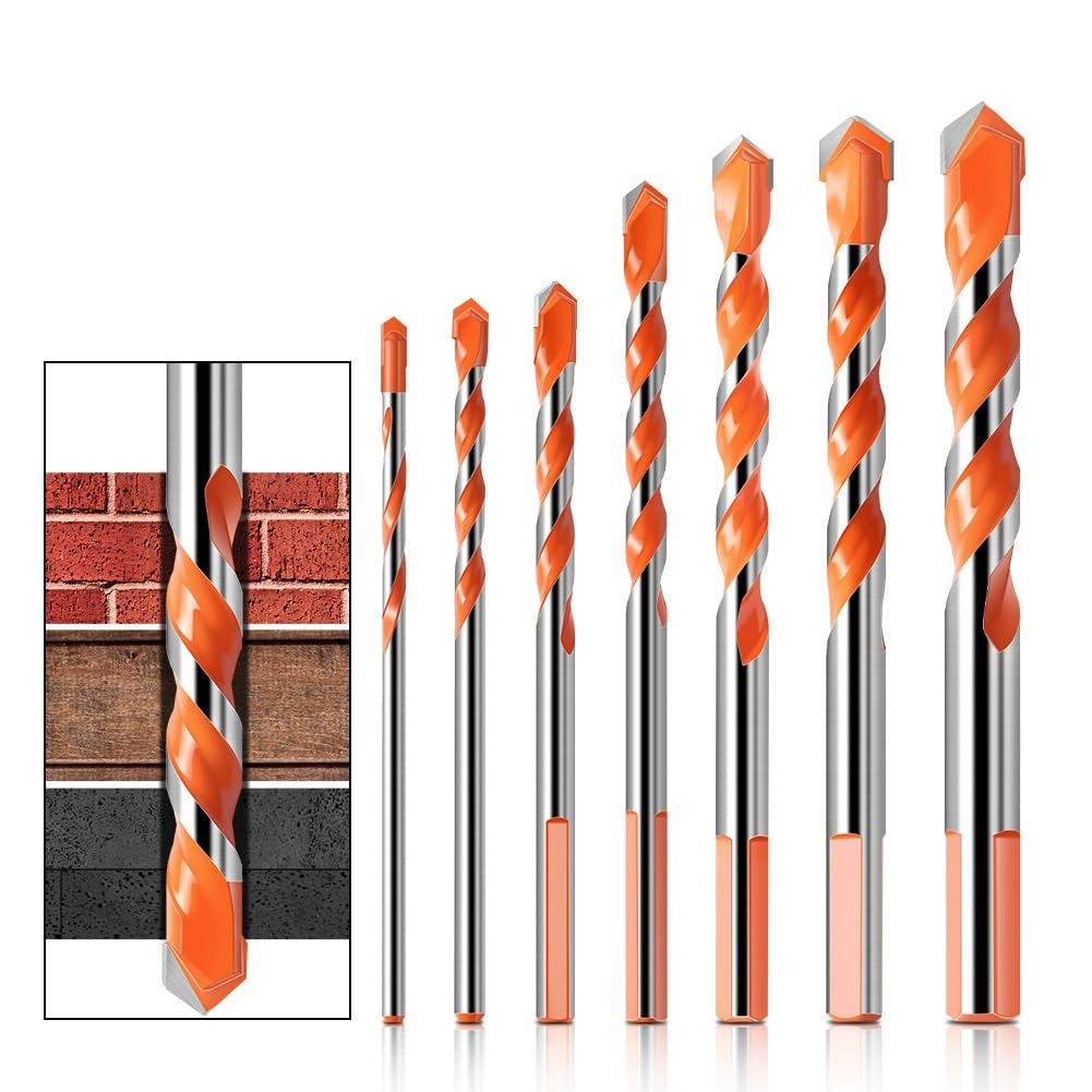 Juego Brocas para Hormigón 1-10PCS Broca Carburo Multi Material para Ladrillo Azulejo Metal Vidrio Madera Taladro Percutor 3-12mm(10-pieceset8mm)