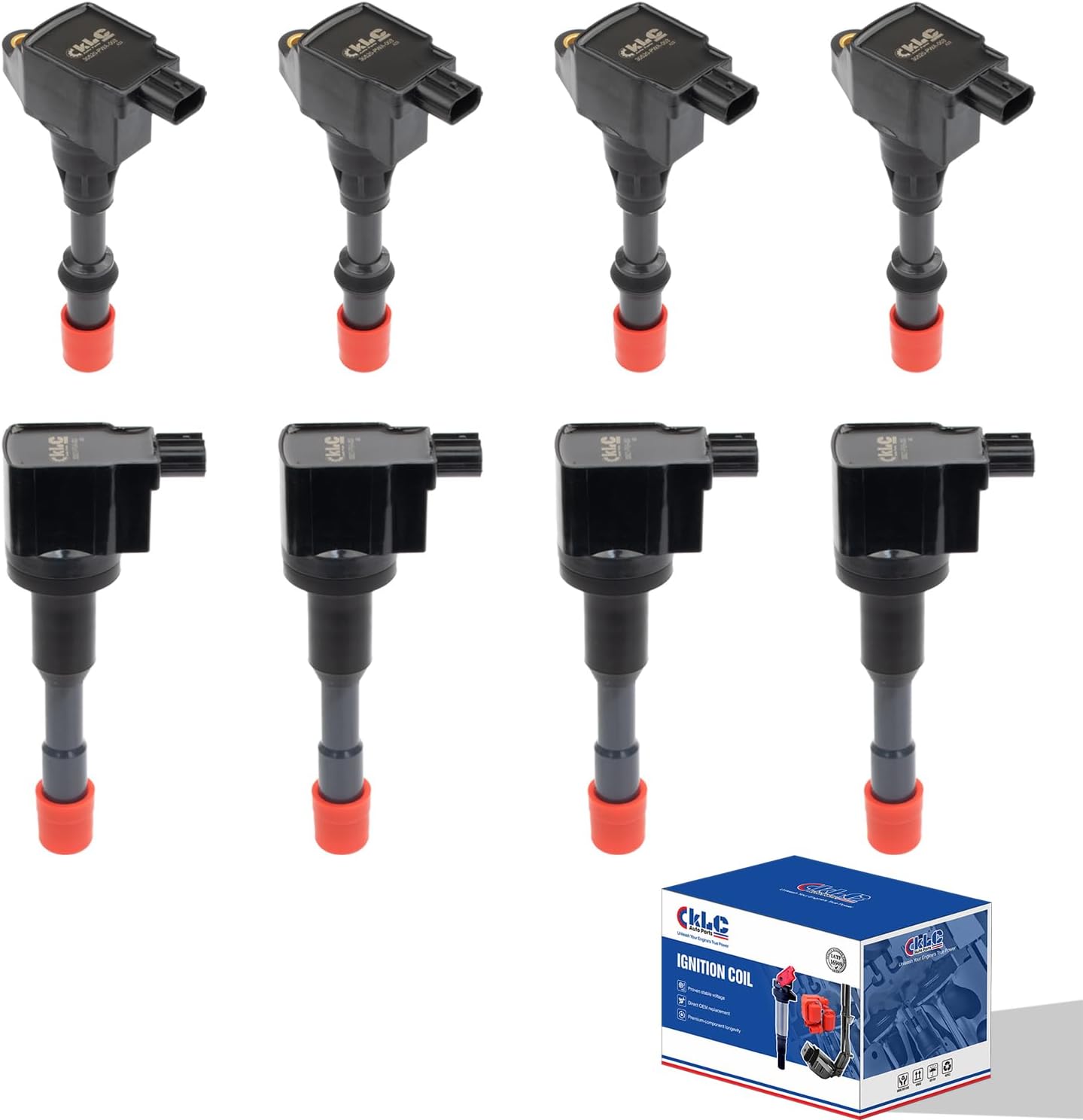 KLC Set of 8 Ignition Coil Pack CM11-108 CM11-109 Compatible with 2003 2004 2005 Honda Civic 1.3L L4 Electric/GAS Replacement for UF373 UF374 30520-PWA-003 30521-PWA-003