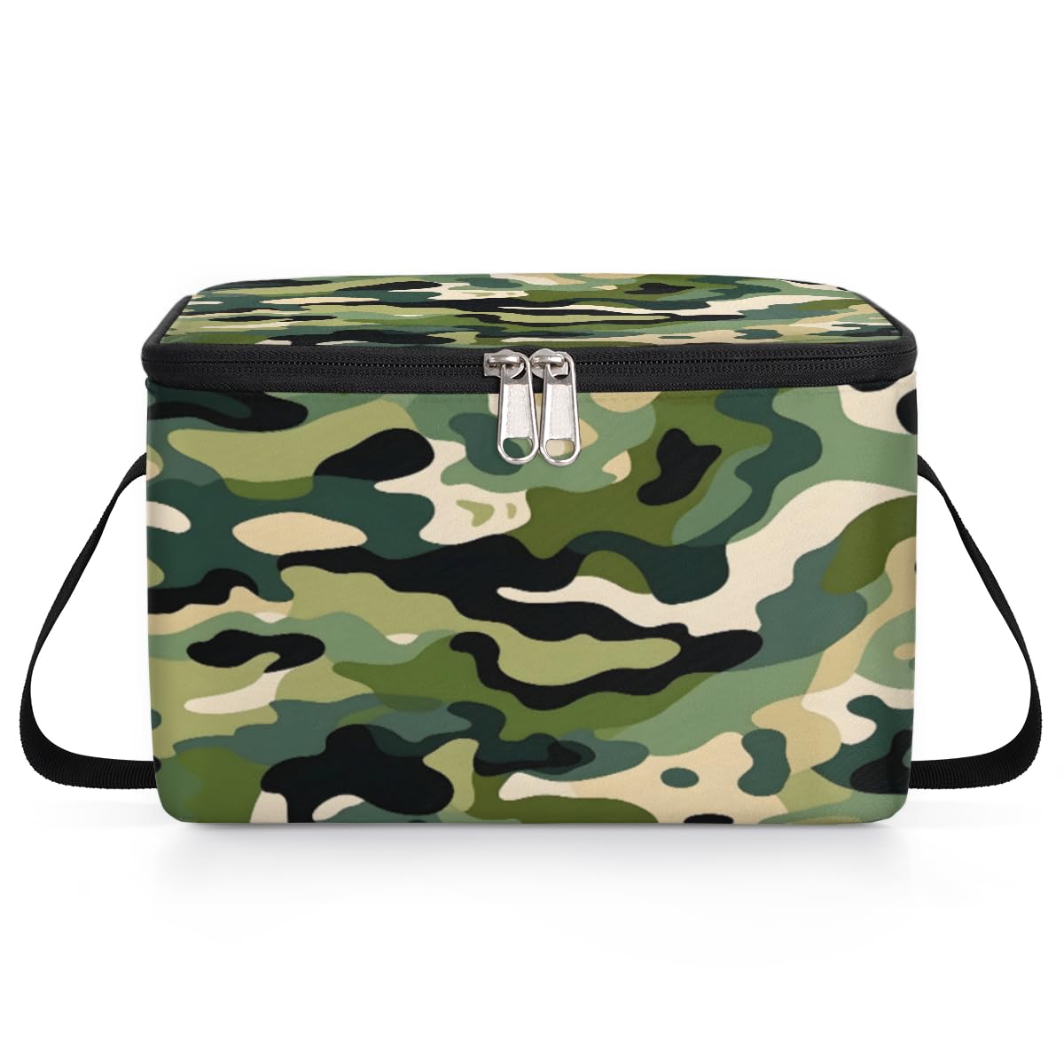 Army Camouflage Lunch Bags for Women Men 9 Cans, Hot & Cold Food Delivery Bag Insulated Grocery Bag Insulated Lunch Box Fashion Camouflage Green Cooler Bag for Office Work Picnic Beach