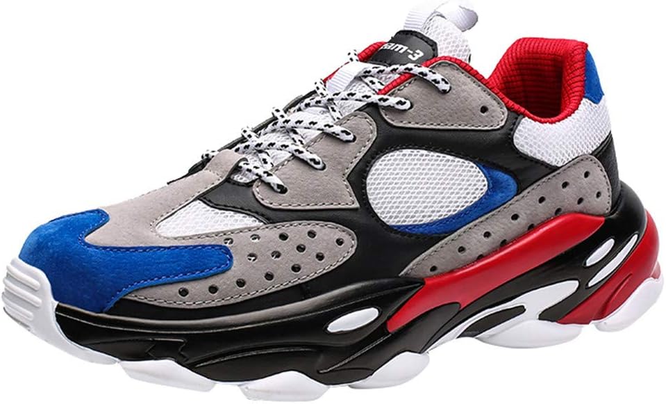 Causal Chunky Sneakers Men, 【Mesh Breathable Thick Sole Arch Support 】 Shoelaces Non-Slip Snekers for Trail Running Gym Walking