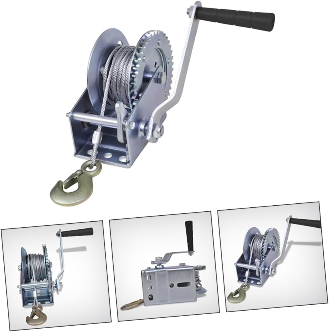 3500LBS Hand Winch with 10m Steel Cable Heavy Duty Manual Winch for Cars Trailers and Boats Portable Hauling Tool for-Road and Towing Applications