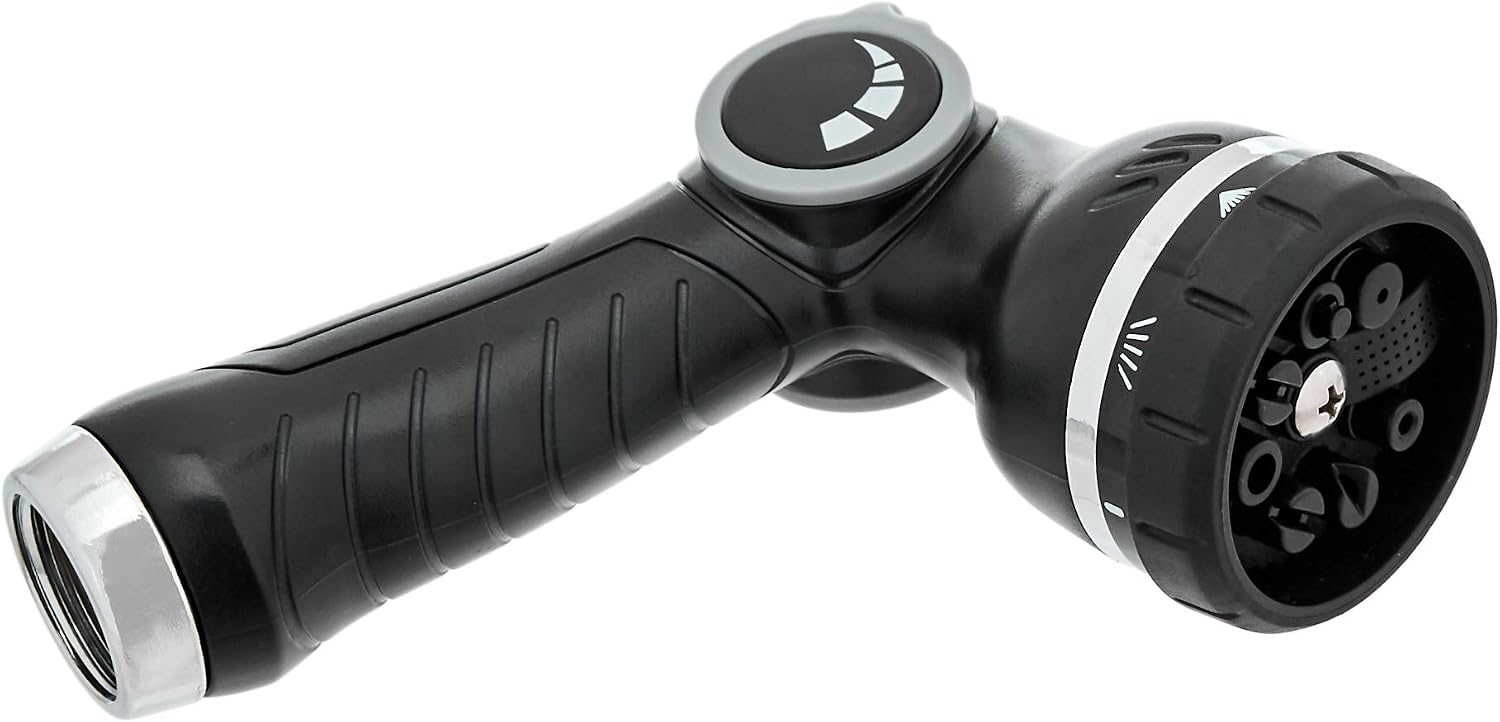 Amazon Basics Garden Tool Collection - 8-Pattern Thumb Control Nozzle