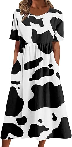 fartey Vestido tipo camiseta para mujer 2026, casual, talla grande, vestido midi de verano, bohemio, estampado floral, holgado, vestidos largos con