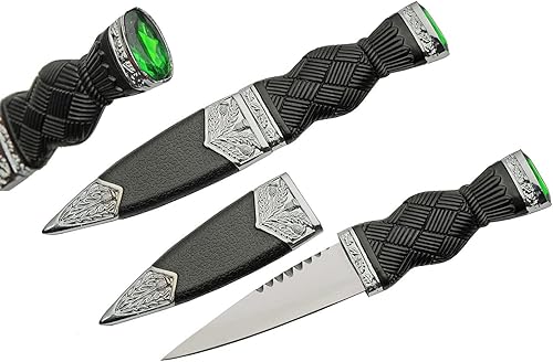 Szco Supplies Cuchillo Dirk escocés Sgian Dubh de color esmeralda de 7 pulgadas con vaina negra, 211545-GN