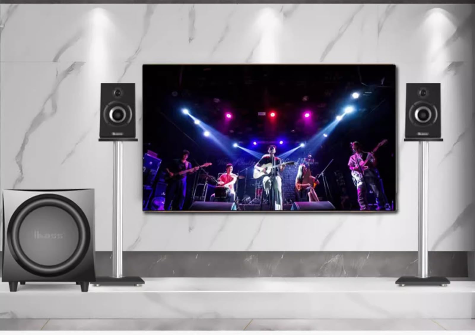 Mueble Equipo Hifi Par de Soportes Universales para Altavoces de Suelo para Sonido Envolvente, Soportes para Altavoces de Estantería con Altavoces Satélite, Bastidores Estéreo Profesionales(Double)