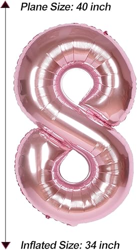 Miniatura 5 de AULE Globos grandes de oro rosa de 40 pulgadas con el número 8, globos de helio de aluminio grandes del 0 al 9, decoraciones gigantes de fiesta de