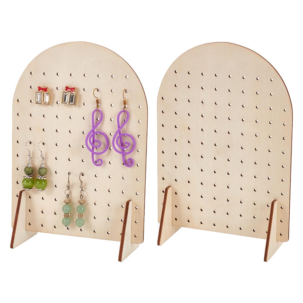 PH PandaHall 2 Présentoirs Boucles D'Oreilles En Bois 116 Trous - Support Pegboard Arche Pour Bijoux, Vente Et Rangement