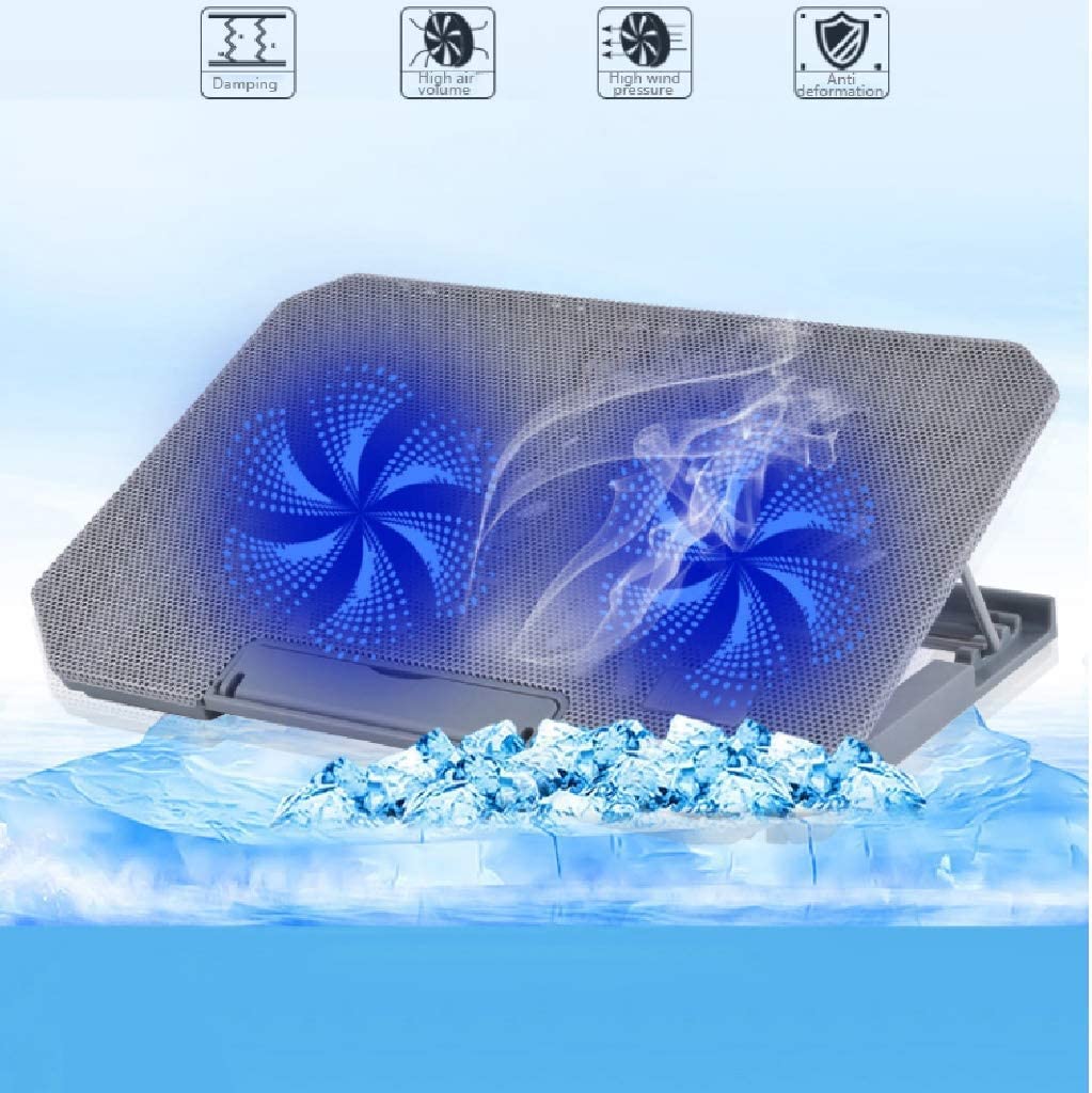 Chłodziarka do Laptopa Przenośny Podkładka Chłodząca Do Laptopa Z 2 Wentylatorami Połączenie USB 15,4 ”Regulowana Prędkość Wiatru I Wielopoziomowa Regulacja Wysokości Stojak na Wentylator do Laptopa