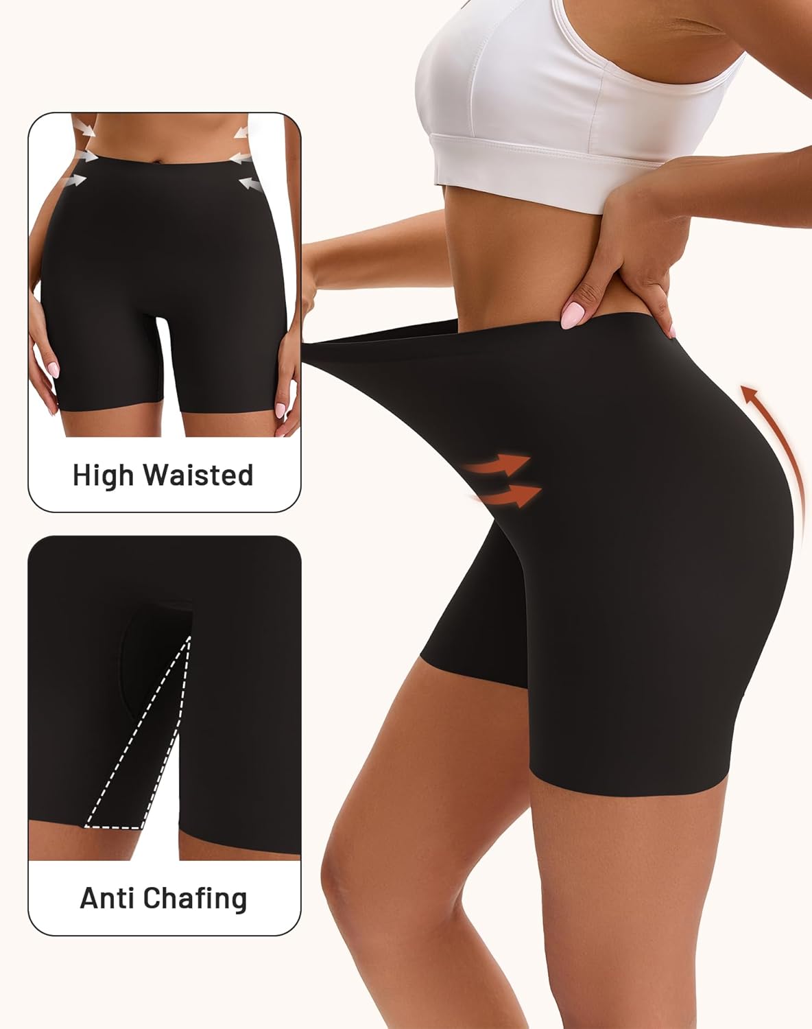 Women's Boyshorts Underwear High Waisted Seamless Boxer Briefs Panties 3-Pack - Image 3