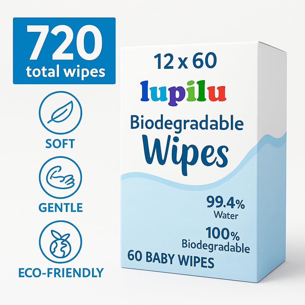 Lupilu Biodegradable Baby Wipes, 12 Pack, White, 60 count (Pack of 12) - Image 2