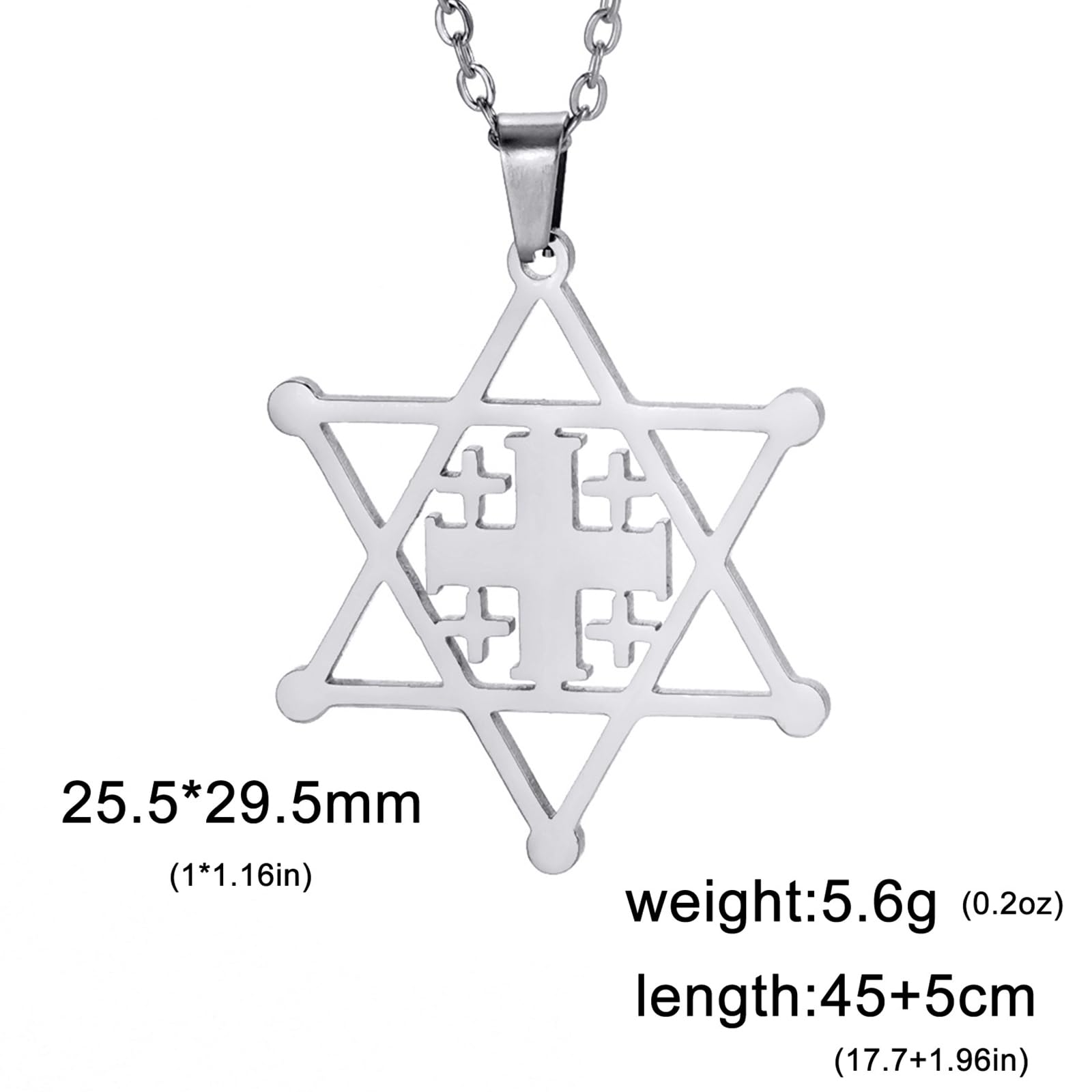 Collana Stella di David per donna Ciondolo esagonale ebraico classico in acciaio inossidabile con collane a croce Gioielli Isaia Amuleto religioso