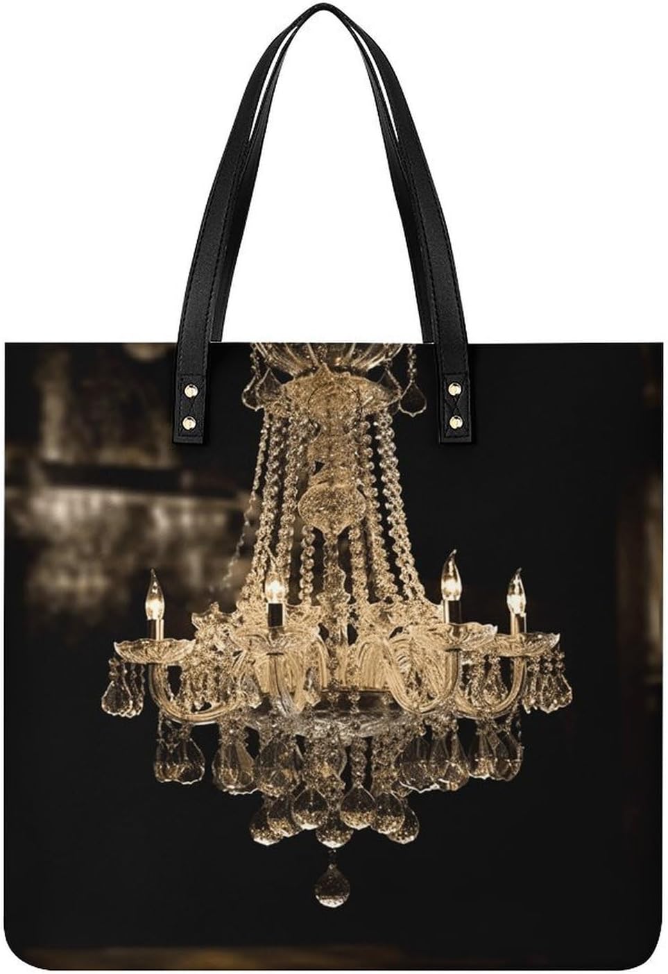 Gorgeous Crystal Chandelier Tote Bag with Magnetic Buckle Reusable Grocery Bags Lightweight Cross Body Handbag for Daily Essentials