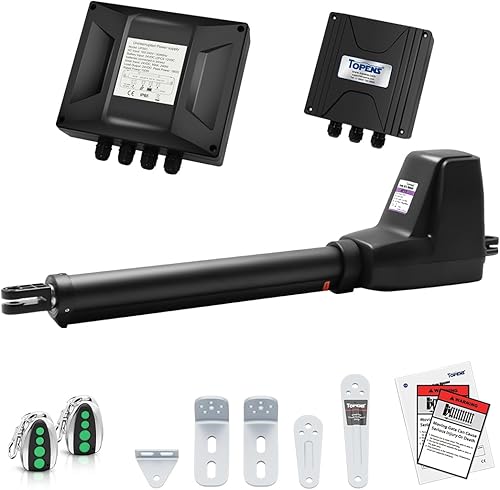 TOPENS AT12131 - Abridor de puerta oscilante simple Motor de puerta automático resistente para puertas batientes individuales de hasta 18 pies,