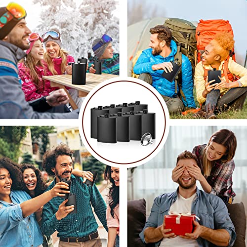 8Pcs Hip Flask For Liquor For Men Women, Matte Black 8 Oz & 12 Oz Stainless Steel Leakproof And Funnel With Never-Lose Metal Cap, Drinking Flasks For Wedding Party, Outdoor Activities, Gift #TOP7
