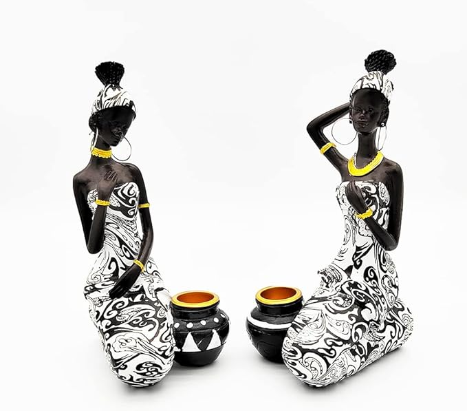 Figura Decorativa Mujer Tribal Africana Resina 17 cm miniatura 4