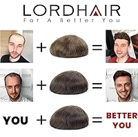 Vista 7 de Lordhair Sistema de cabello para hombres con cabello humano 8x10 pulgadas postizo para hombres 0.002 in piel súper fina sistema de cabello