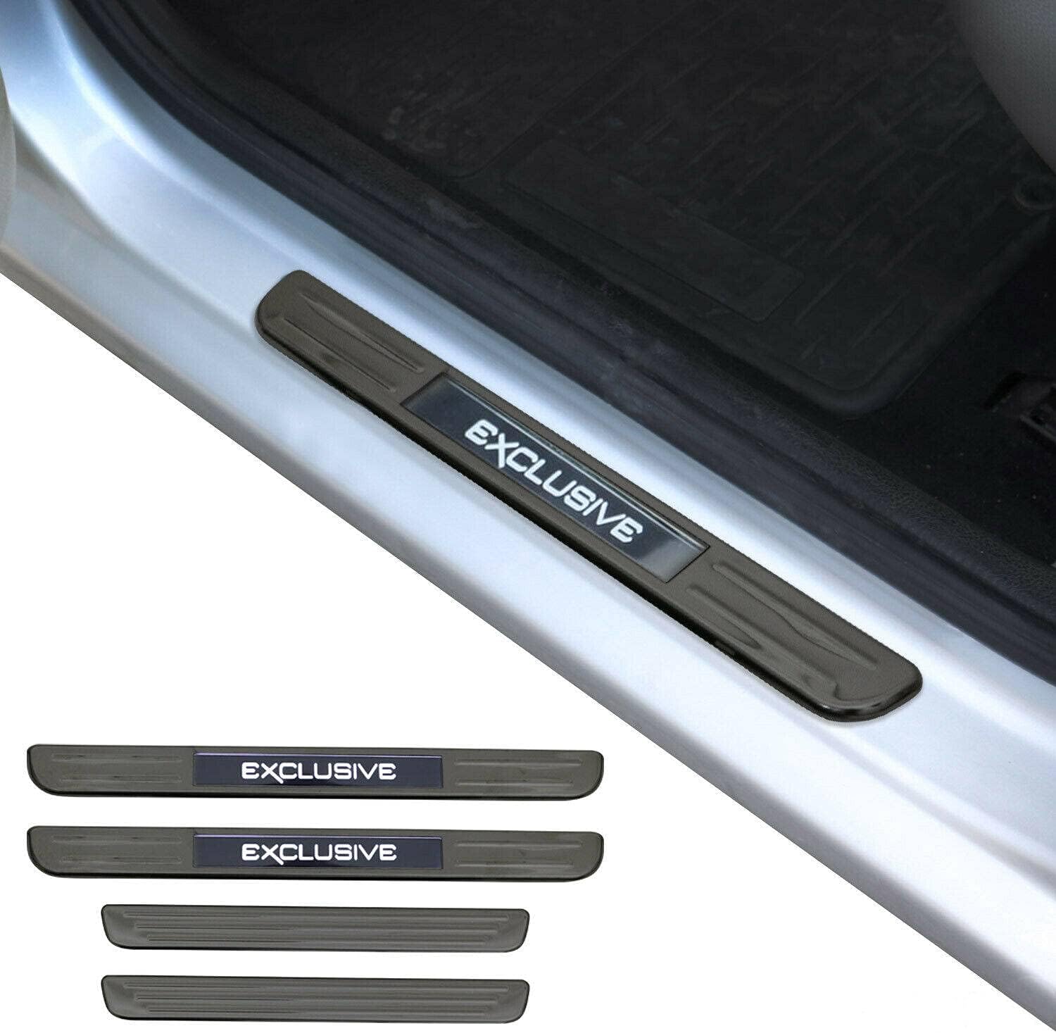 OMAC Door Sill Scuff Plate Illuminated for VW Tiguan 2018-2024 S.Steel Dark 4Pcs
