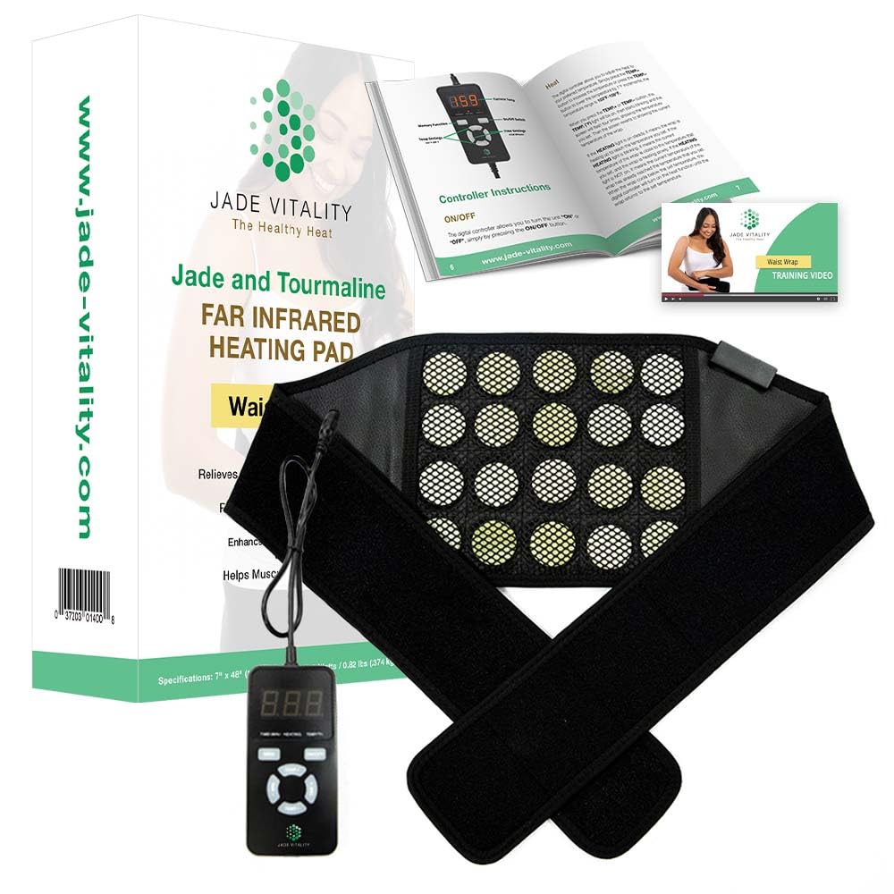 Infrared Heating Pad for Back Pain Relief - EMF-Free with 20 Jade Stones - Adjustable Temperature (103F-159F) - Enhanced Circulation - for Women & Versatile Use
