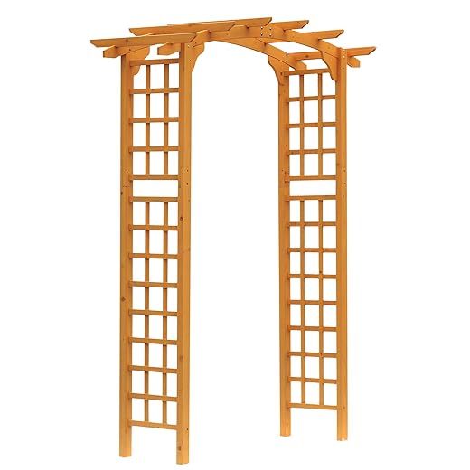 Outsunny 90in Wood Garden Arbor Arch with Trellis Wall for Climbing & Hanging Plants, Decor for Party, Weddings, Birthdays & Backyards