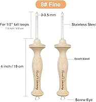 Vista 5 de Hand U Journey 8# Fine & 10# Regular Size Beech Wood Handle Punch Needle Rug Hooking Tool Sets-with Oxford Open-Side Design