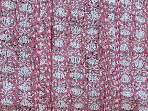 Image of Quilted Cotton Hand printed Reversible Large multicolor cotton Tote Bag,Indian Handmade Block Printed Tote Bag Women Handbag