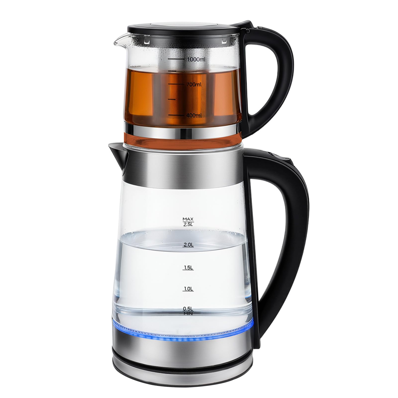2.5L Teekocher Elektrisch, 1500w Türkischer Teekocher, Caydanlik Elektrisch，Großer Wasserkocher And Kleine Teekanne For Trockenmilch, Weißem Tee, Grünem Te