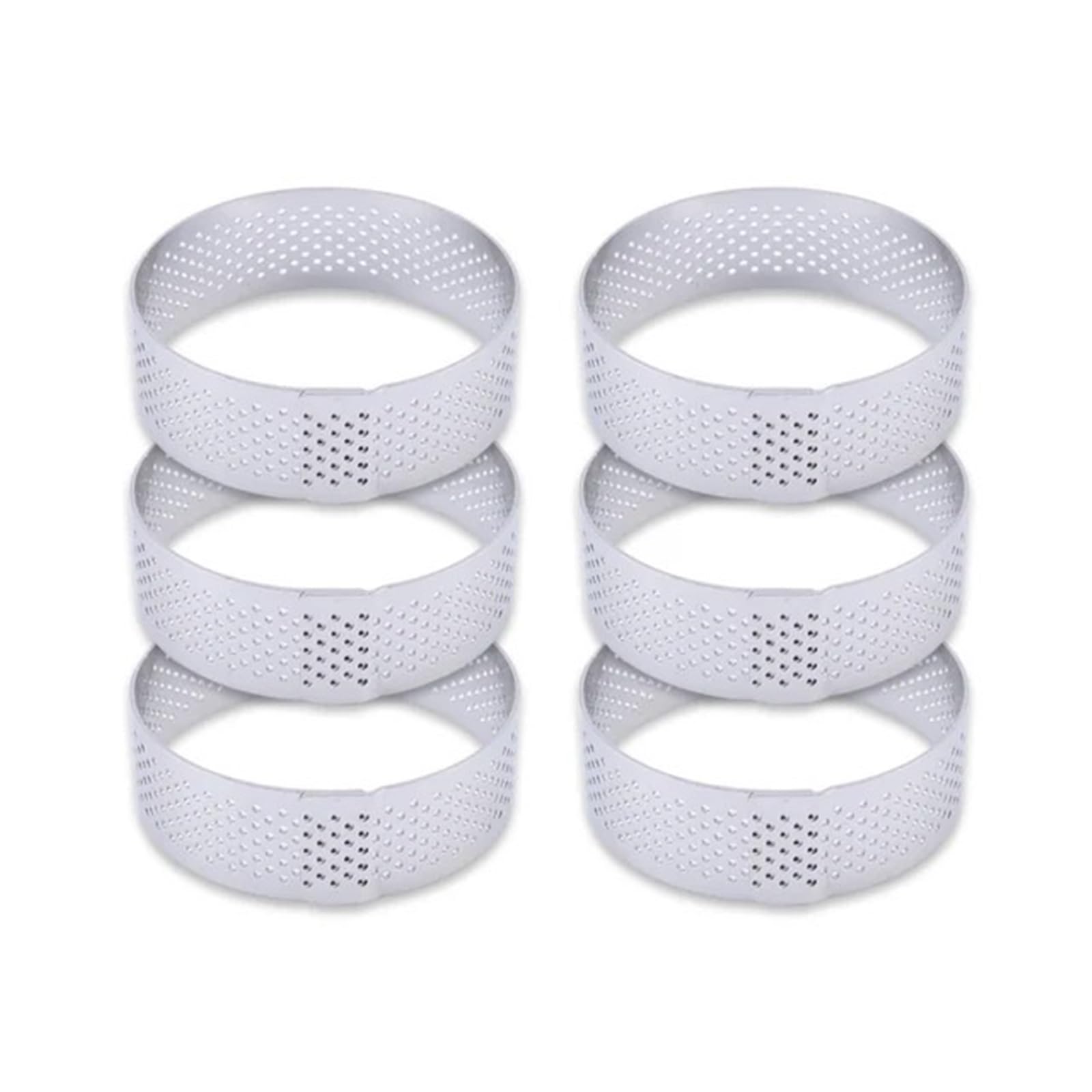 Anillo redondo perforado for tarta, molde for Tartas de fruta acero inoxidable for hornear postres, moldes for pasteles y Mousse, herramientas cocina Para Repostería Y Horneado(6PCS 6CM Silver A)