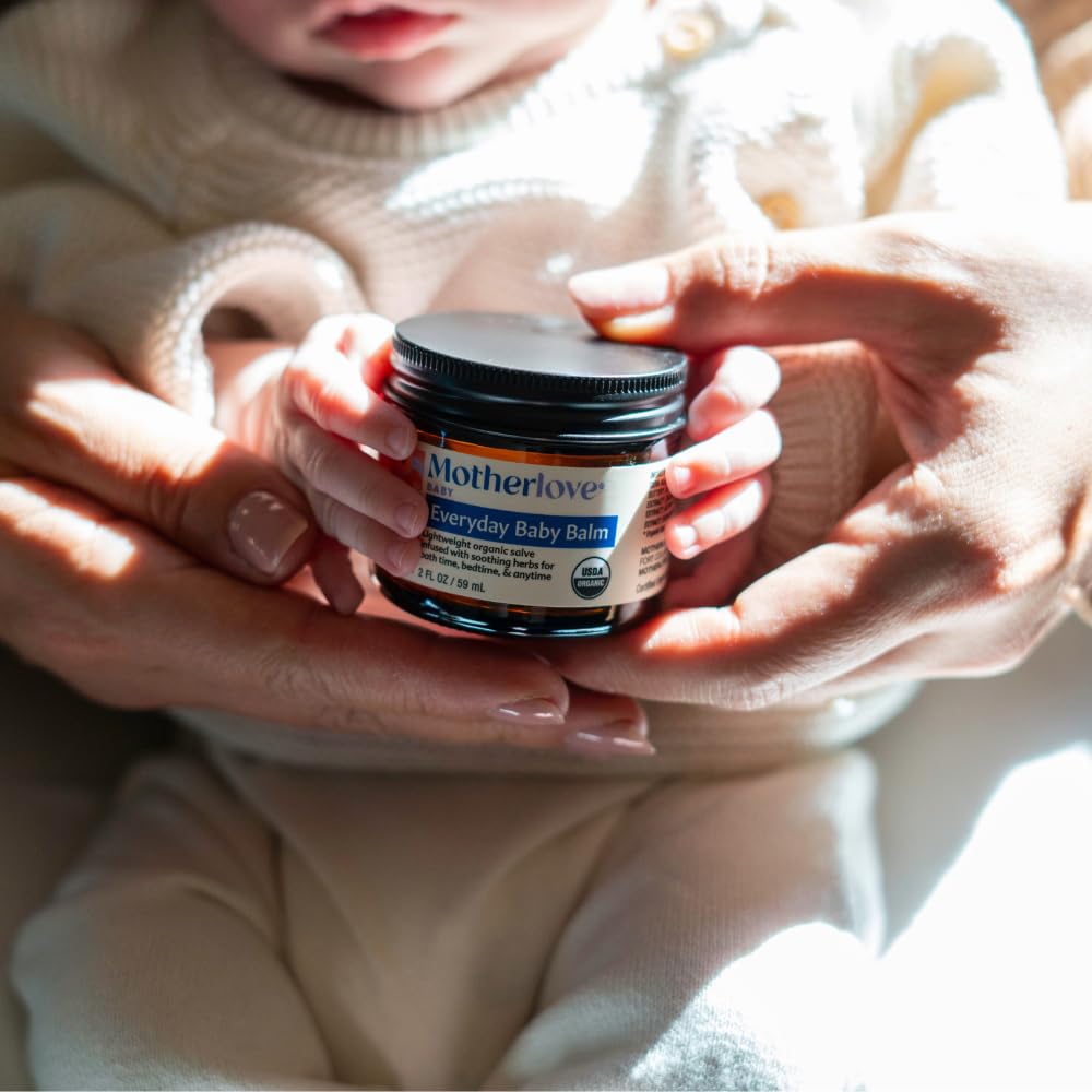 Motherlove Everyday Baby Balm (56,7 g) a base vegetale, completamente naturale essenziale per neonati, neonati e bambini piccoli, crema idratante alle erbe con camomilla calmante non OGM, erbe